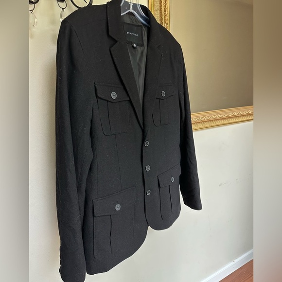 Structure Men’s Peacoat Wool Blend Blazer Size Medium - Picture 4 of 6
